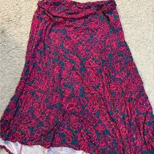 LuLaRoe Pink Midi A-Line Skirt with Ruffled High-Low Hem